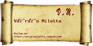 Vörös Miletta névjegykártya